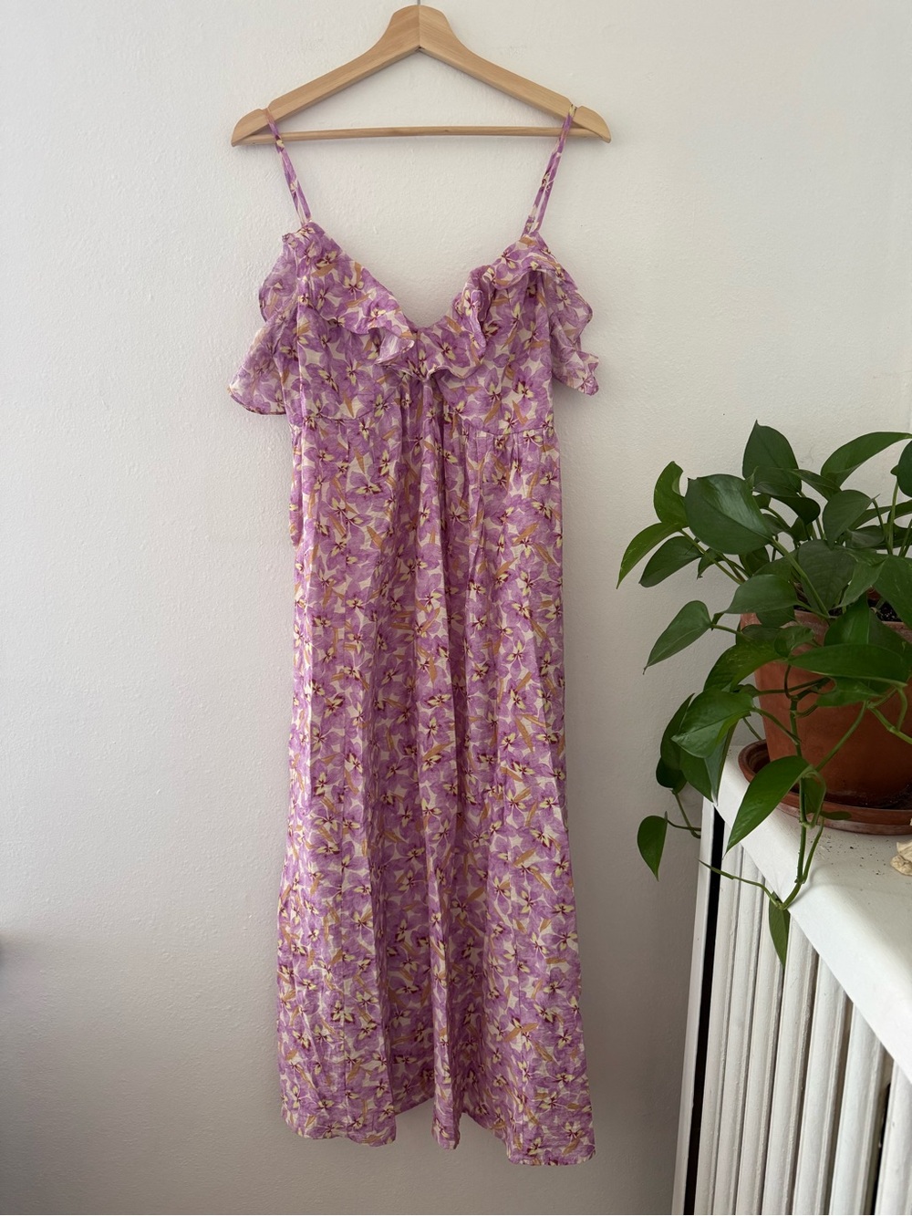H&M Lavender Floral Ruffle Slip Dress